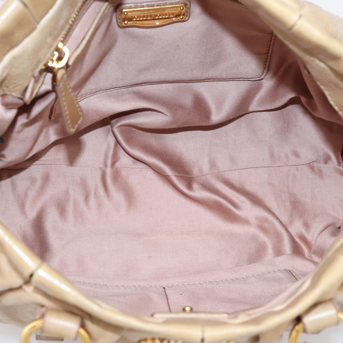Miu Miu Hand Bag Leather 2way Beige Gold Auth am12661V