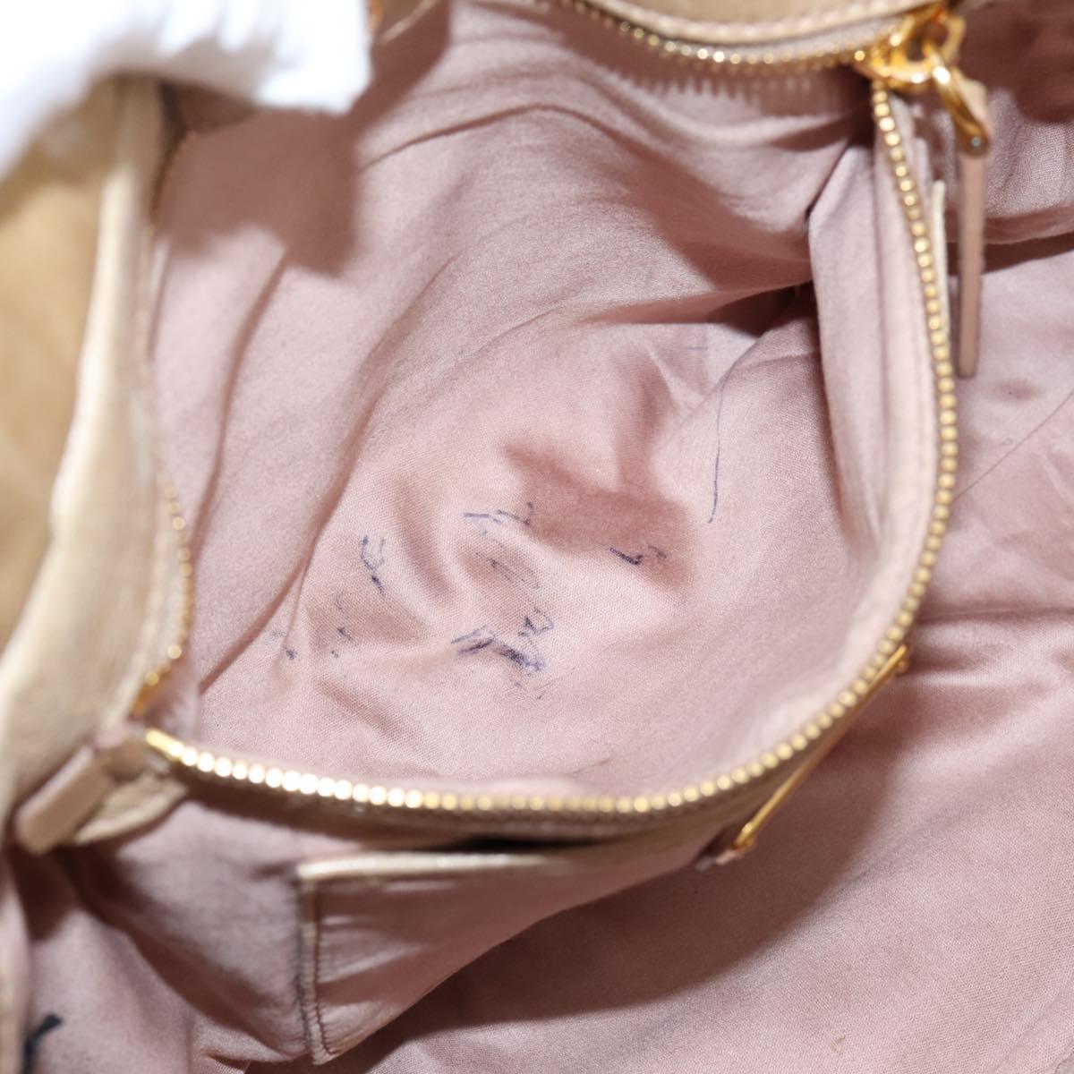 Miu Miu Hand Bag Leather 2way Beige Gold Auth am12661V