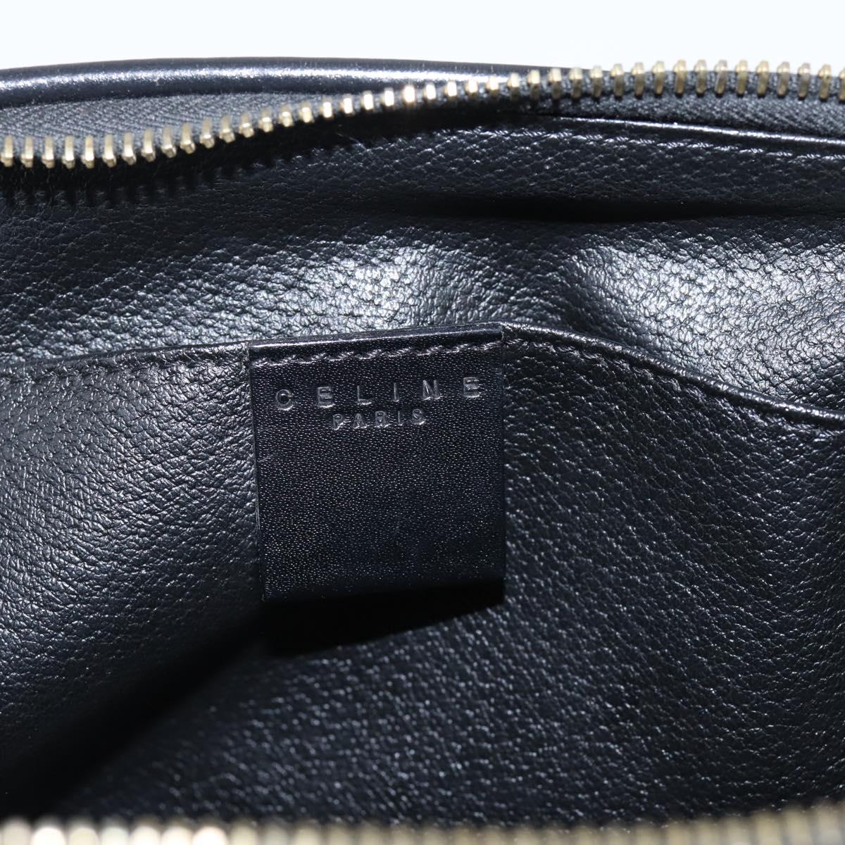CELINE Macadam Canvas Pouch PVC Leather Black Gold Tone Auth am12663V