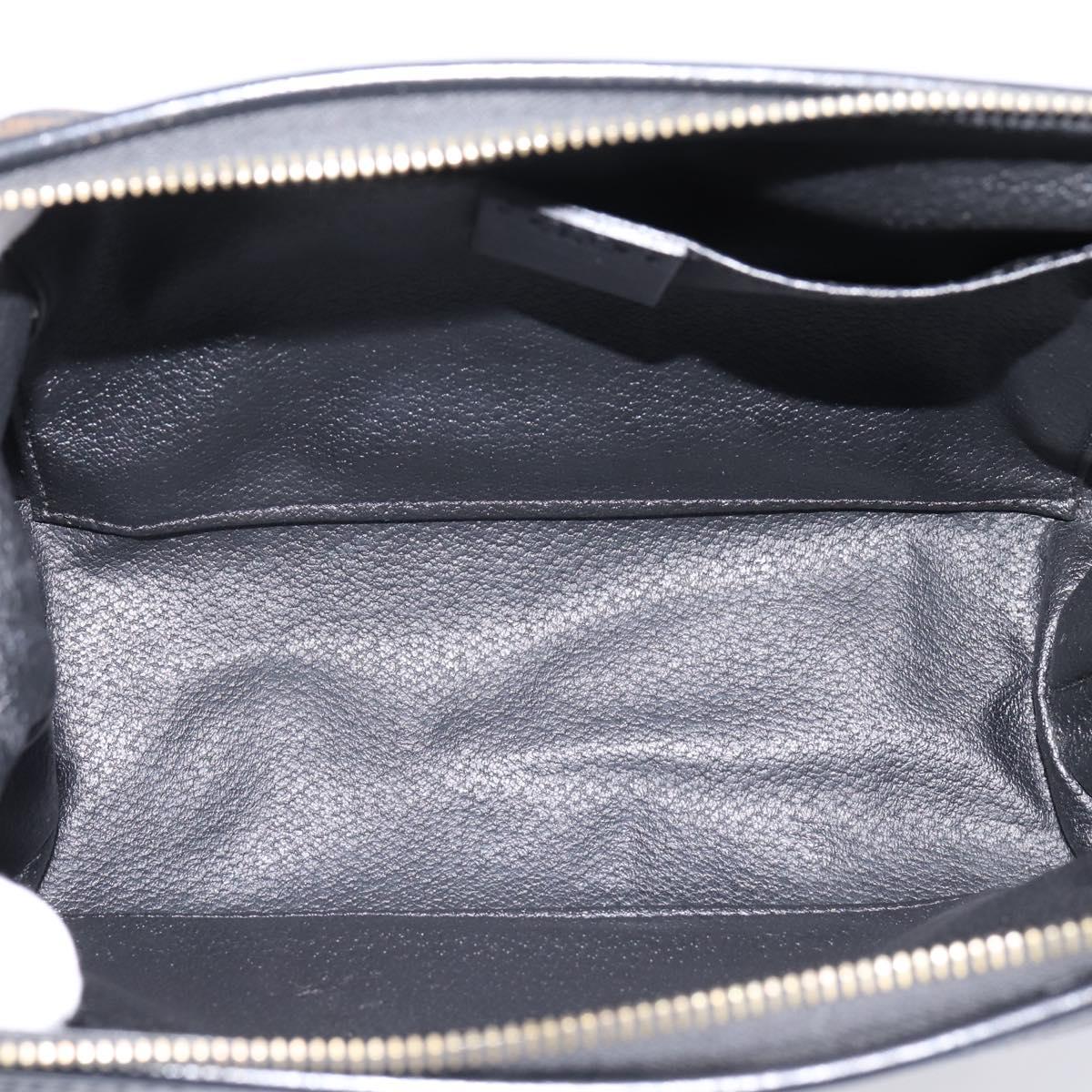 CELINE Macadam Canvas Pouch PVC Leather Black Gold Tone Auth am12663V