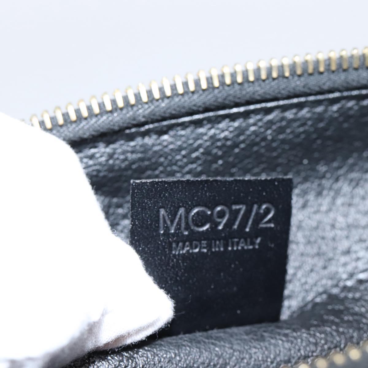 CELINE Macadam Canvas Pouch PVC Leather Black Gold Tone Auth am12663V