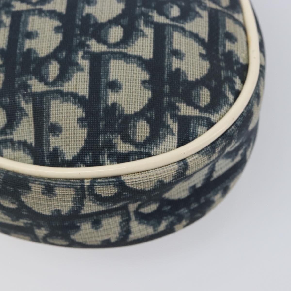 Christian Dior Trotter Canvas Saddle Pouch PVC Navy Silver Auth am12667A