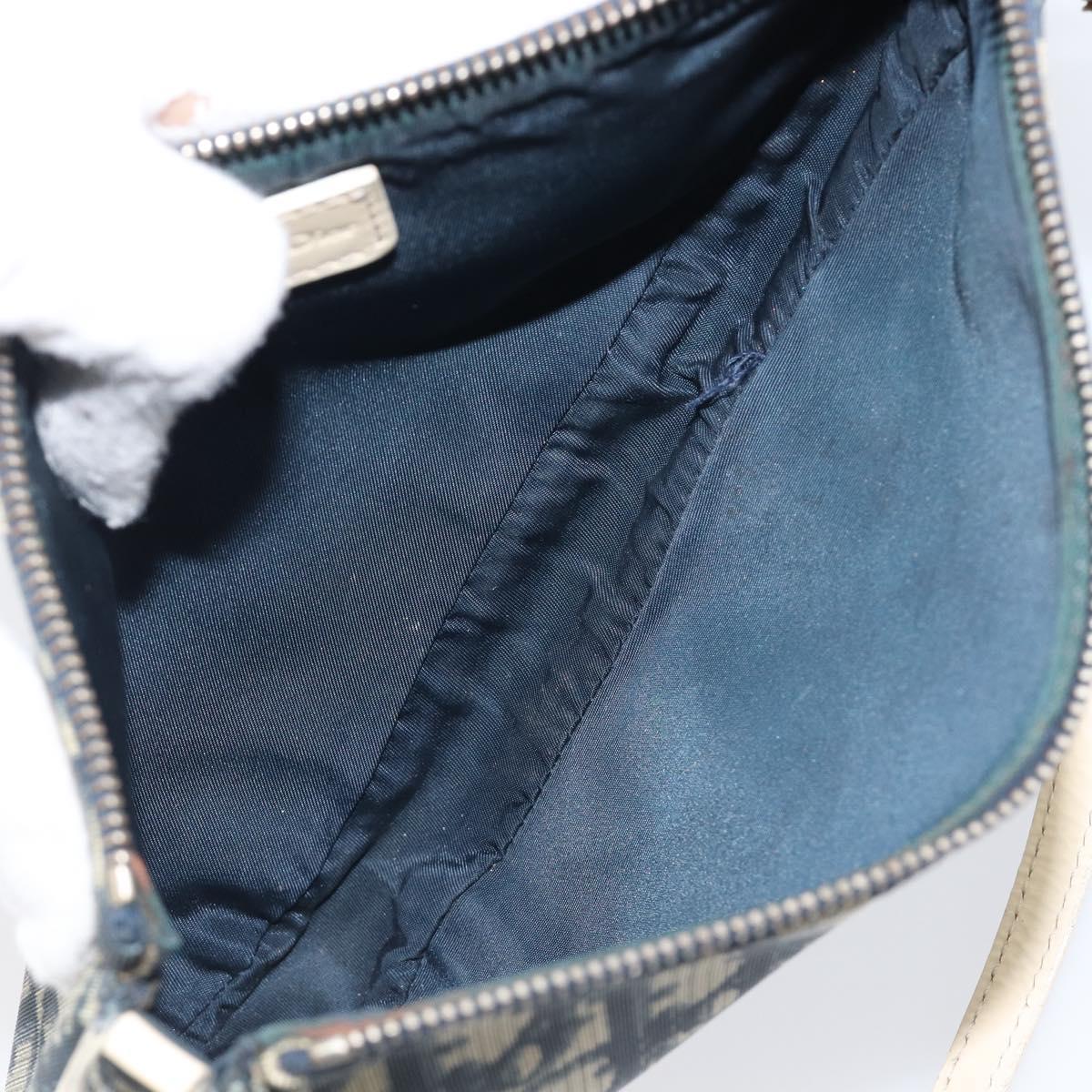 Christian Dior Trotter Canvas Saddle Pouch PVC Navy Silver Auth am12667A