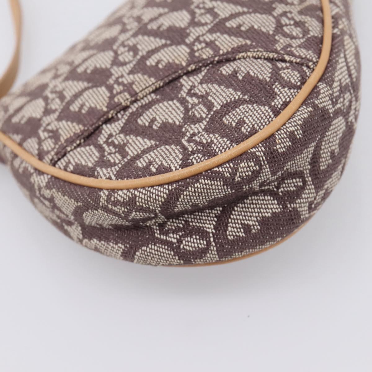 Christian Dior Trotter Canvas Saddle Pouch Brown Gold Auth am12668V