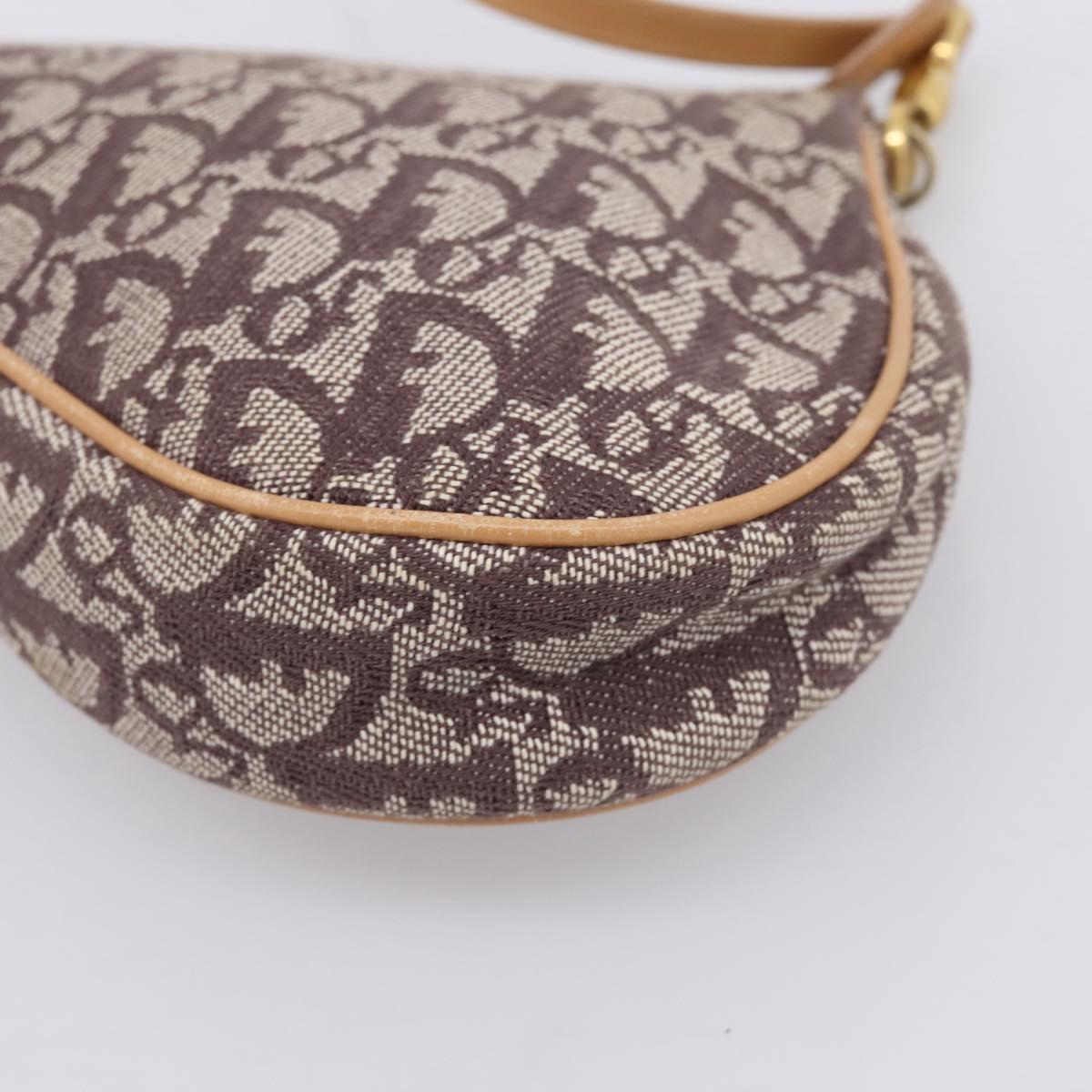 Christian Dior Trotter Canvas Saddle Pouch Brown Gold Auth am12668V