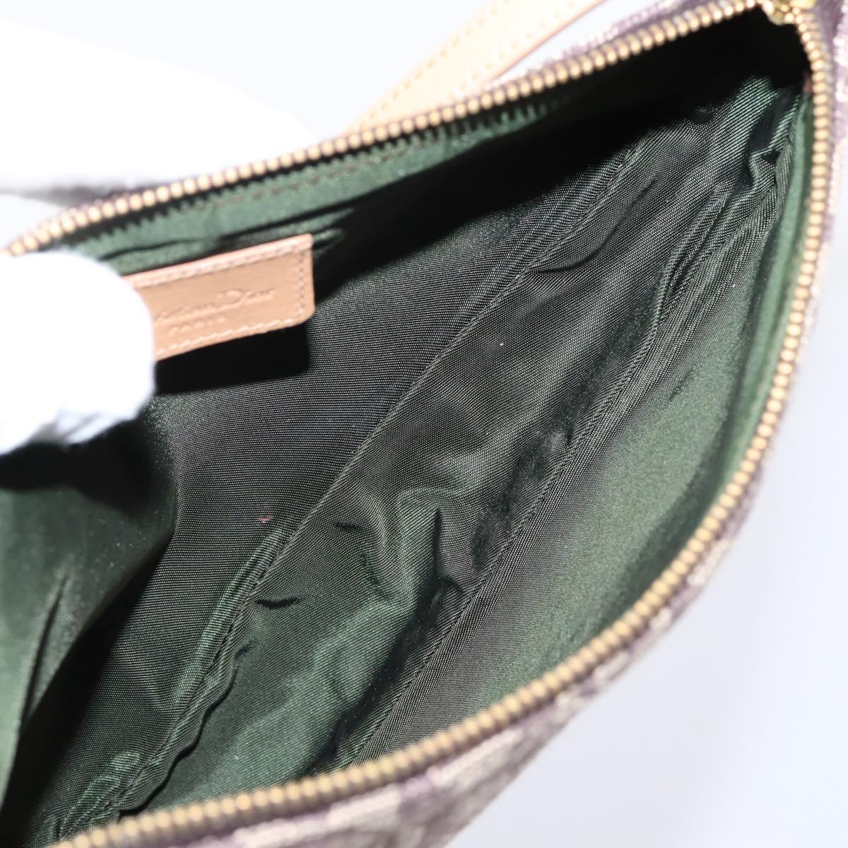 Christian Dior Trotter Canvas Saddle Pouch Brown Gold Auth am12668V
