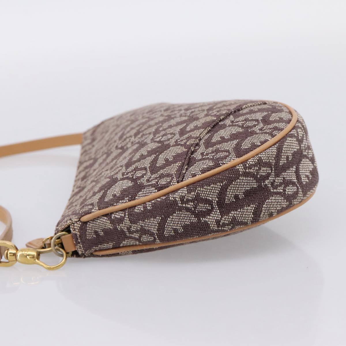 Christian Dior Trotter Canvas Saddle Pouch Brown Gold Auth am12668V