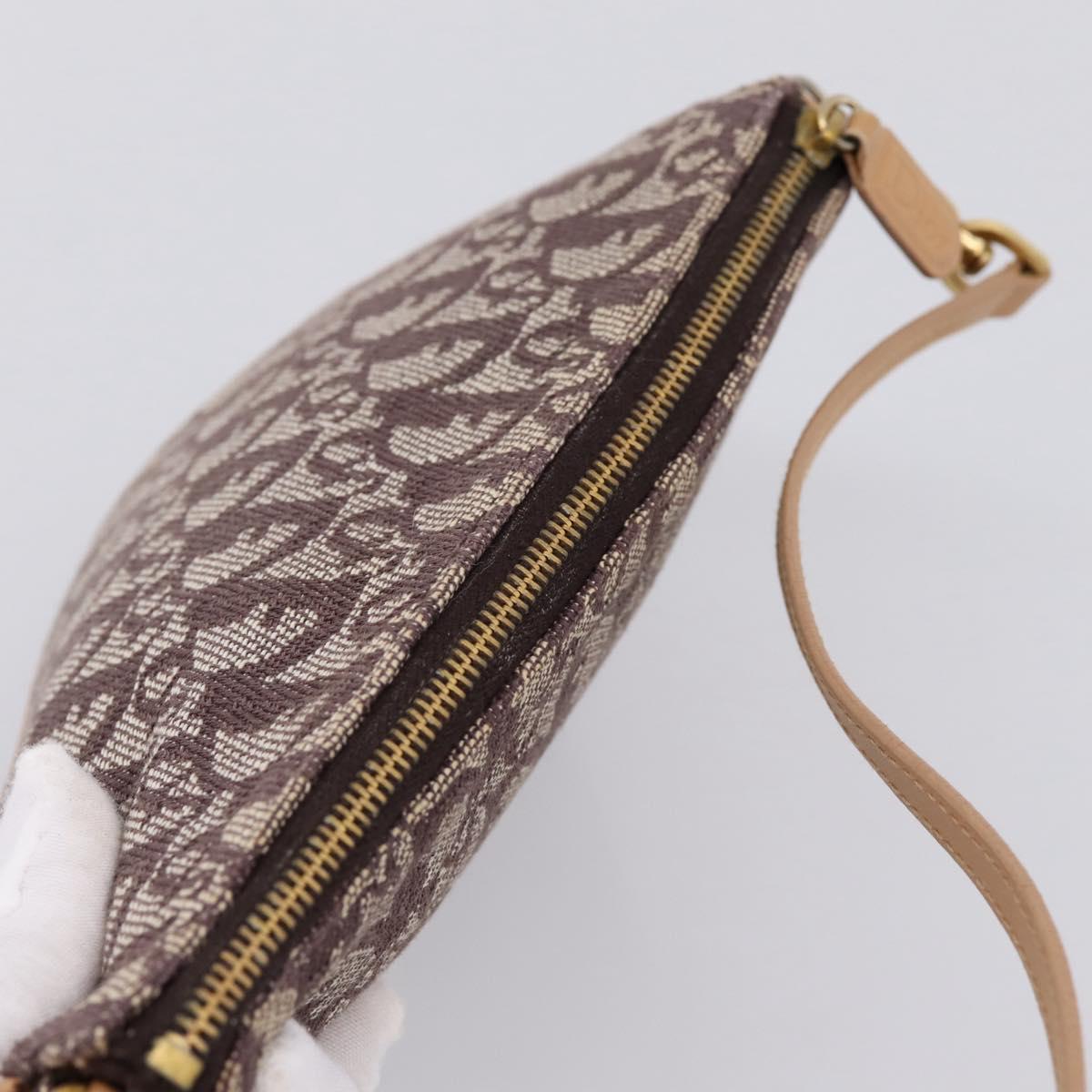 Christian Dior Trotter Canvas Saddle Pouch Brown Gold Auth am12668V