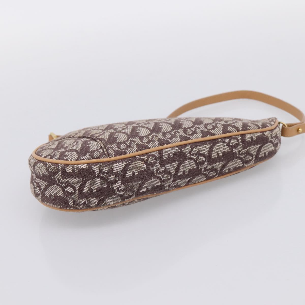 Christian Dior Trotter Canvas Saddle Pouch Brown Gold Auth am12668V