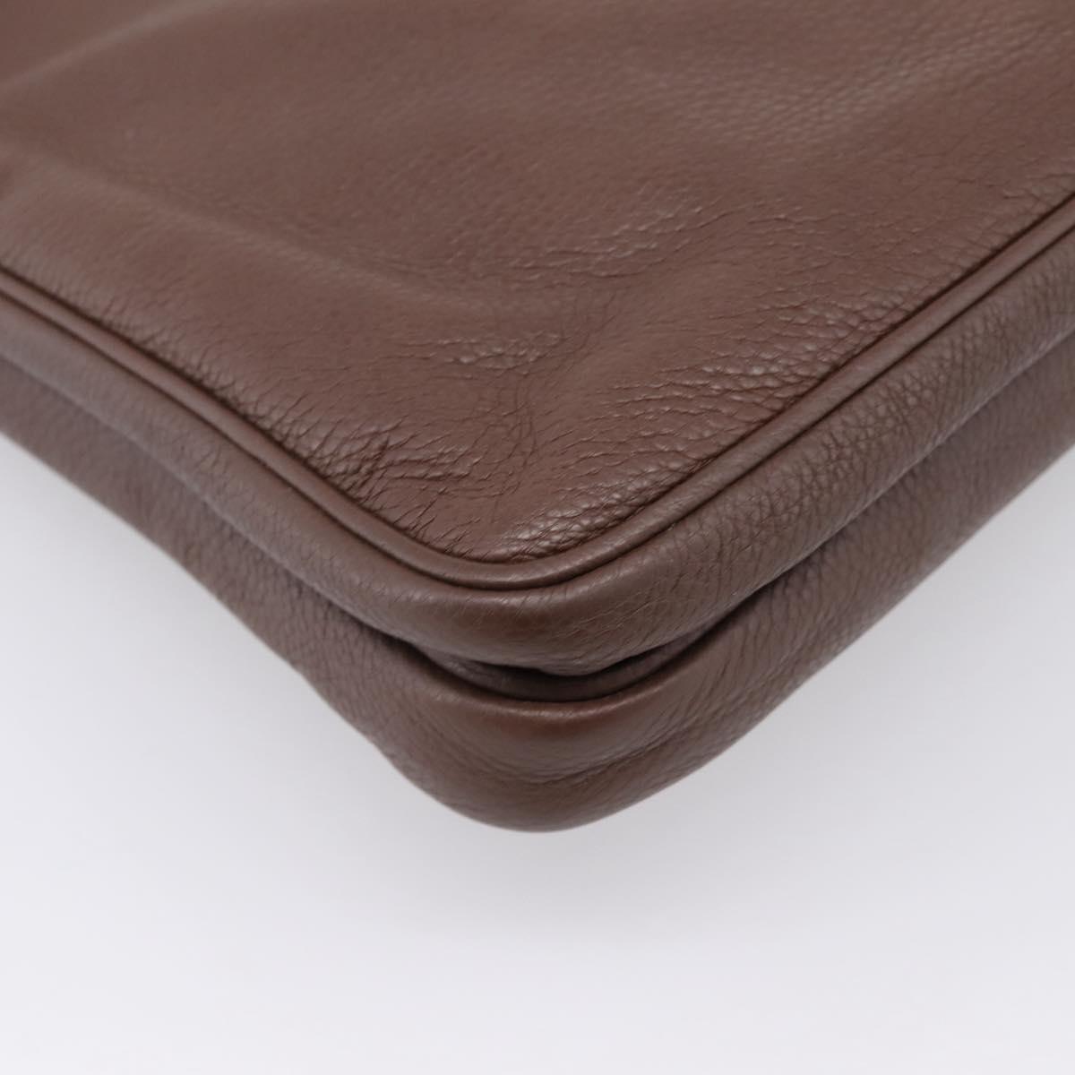 PRADA Shoulder Bag Taurillon Leather Brown Silver Auth am12669V