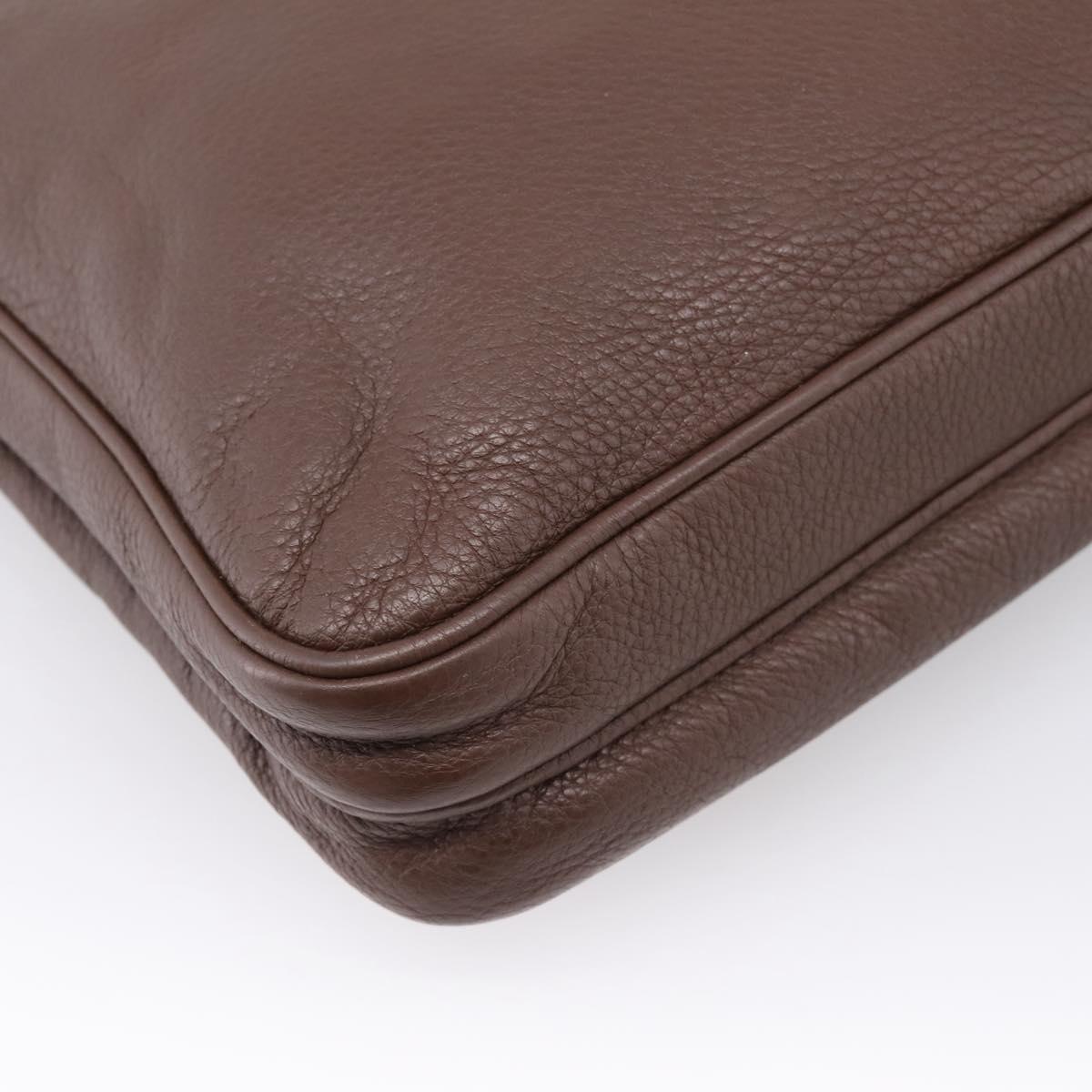 PRADA Shoulder Bag Taurillon Leather Brown Silver Auth am12669V