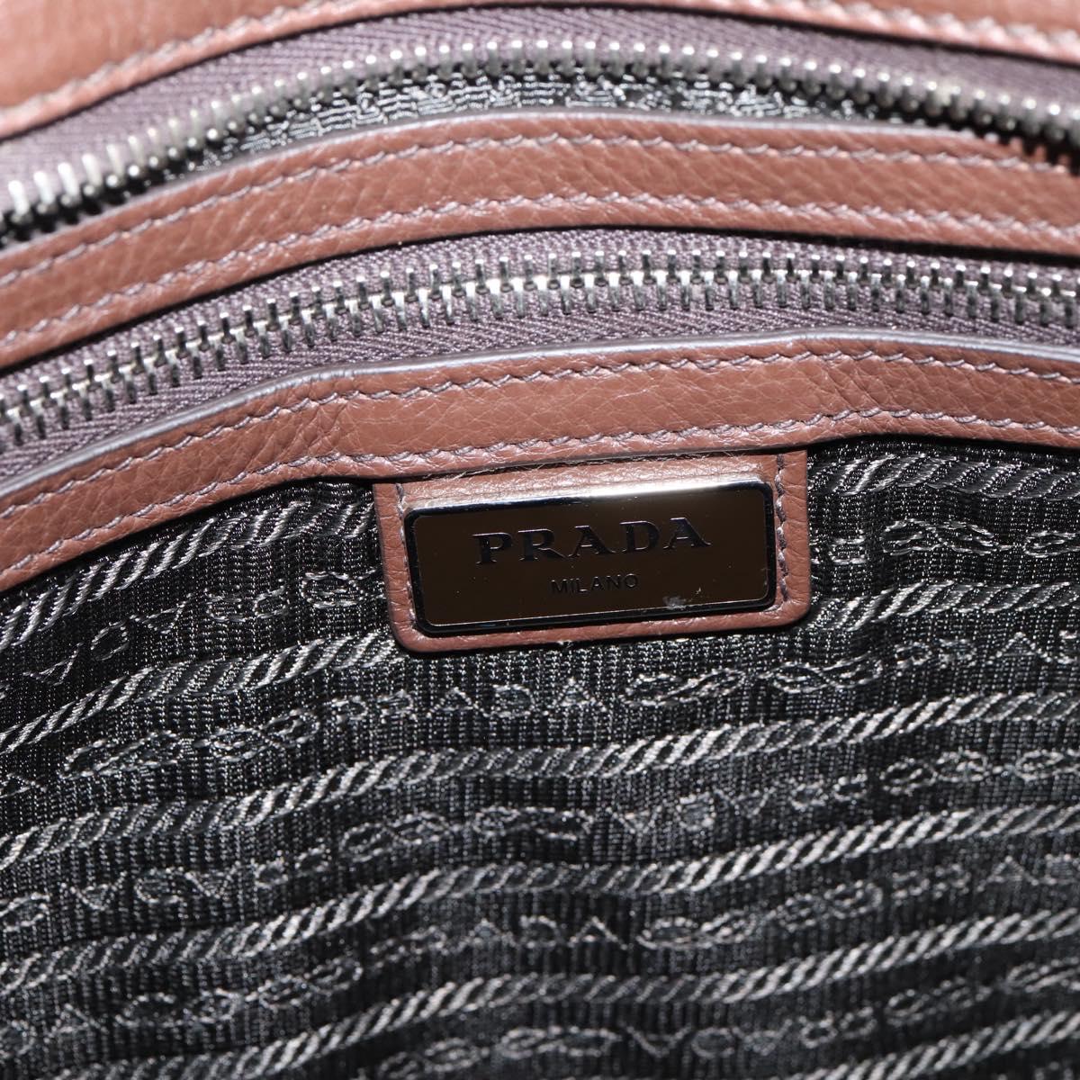 PRADA Shoulder Bag Taurillon Leather Brown Silver Auth am12669V