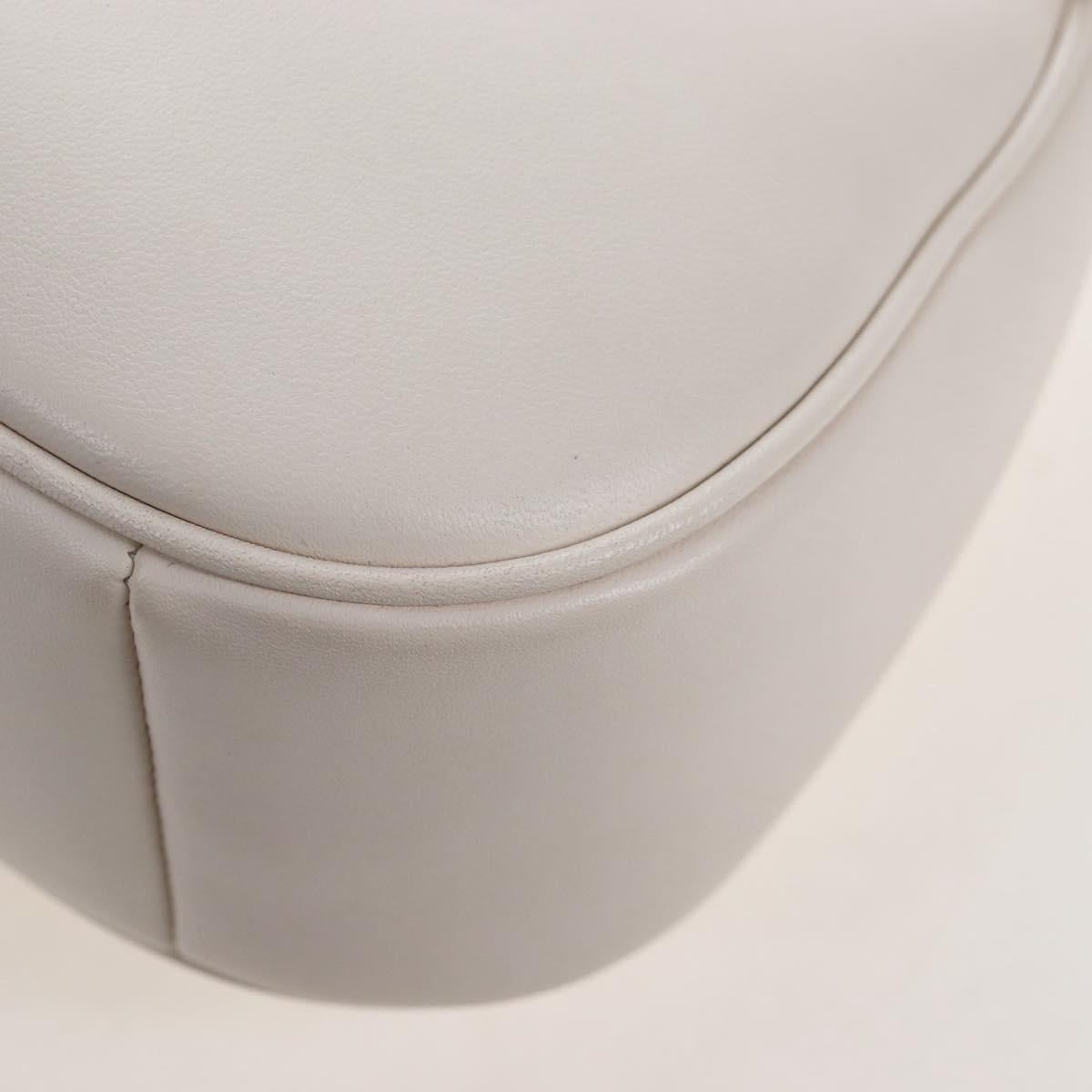 Coach Chain Teri Shoulder Bag Leather White Silver Auth am12672V