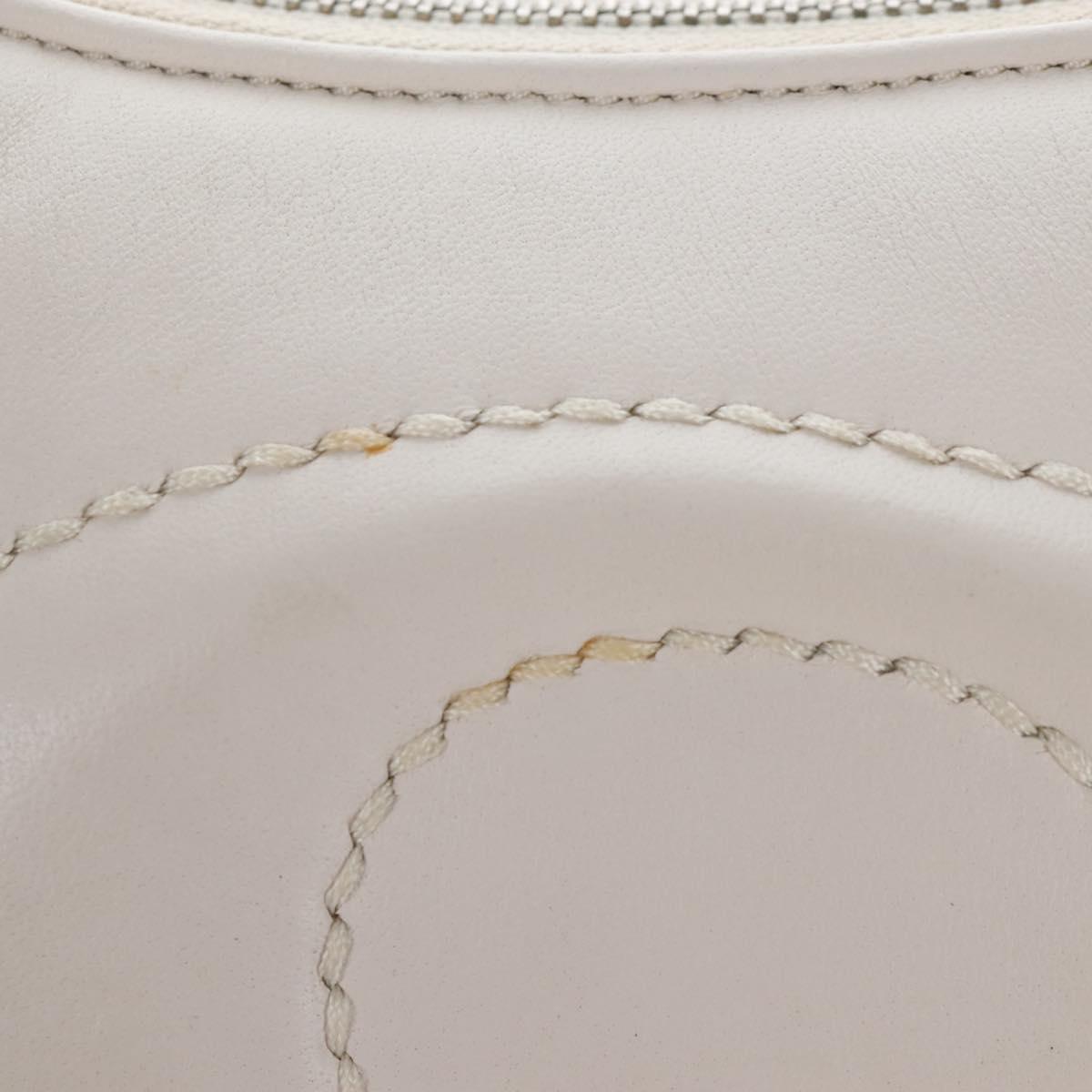 Coach Chain Teri Shoulder Bag Leather White Silver Auth am12672V