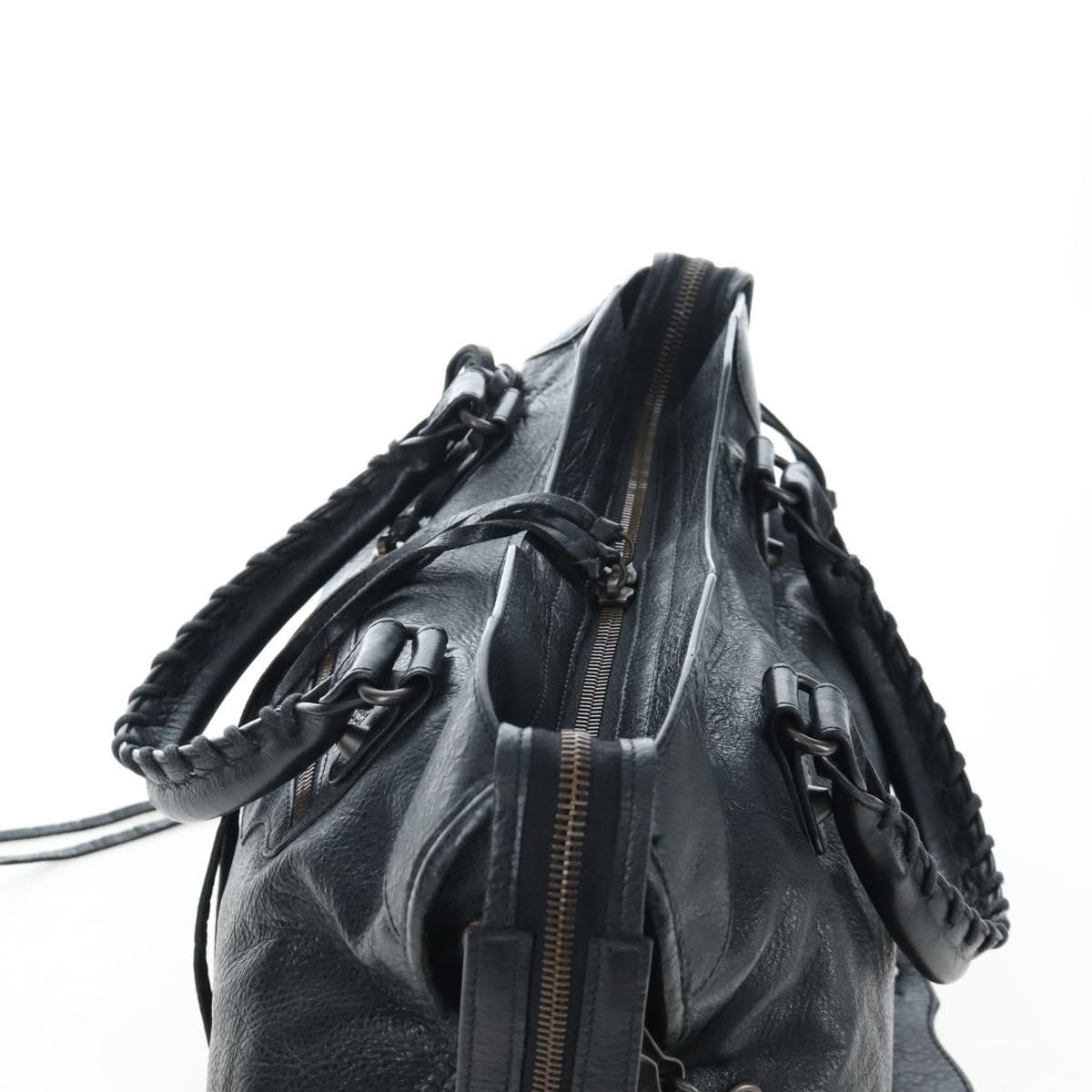 Balenciaga The City Hand Bag Leather Black 115748 Auth am12678SAM