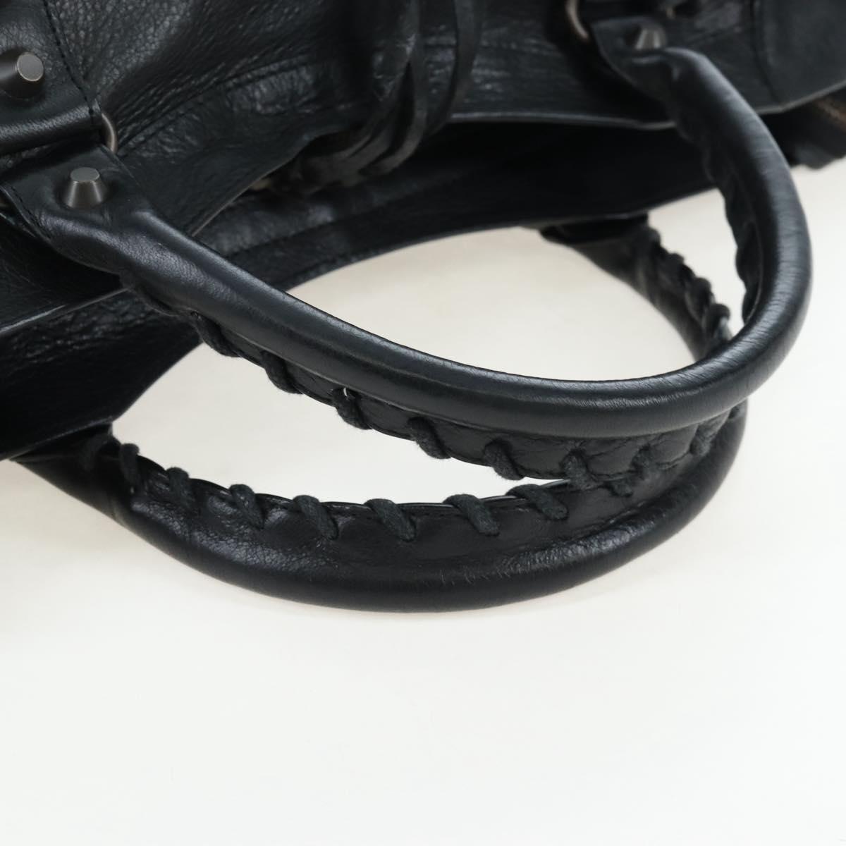 Balenciaga The City Hand Bag Leather Black 115748 Auth am12678SAM