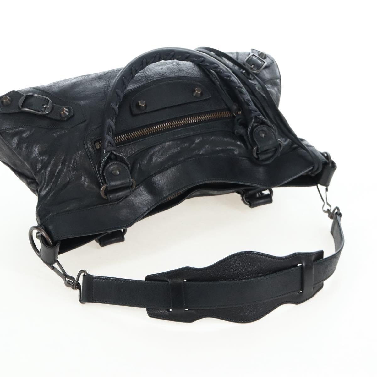 Balenciaga The First Hand Bag Leather 2way Black 103208 Auth am12679V