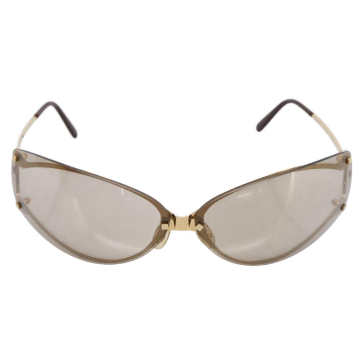 Cartier Rimless Sunglasses metal Brown Gold Auth am12681M