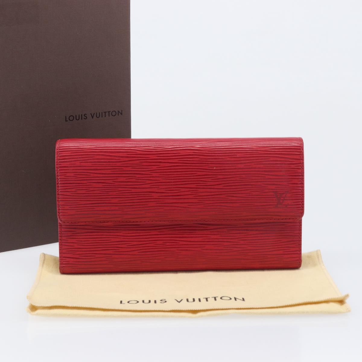 LOUIS VUITTON Epi Porte Tresor International Wallet Red M63387 LV Auth am12686V