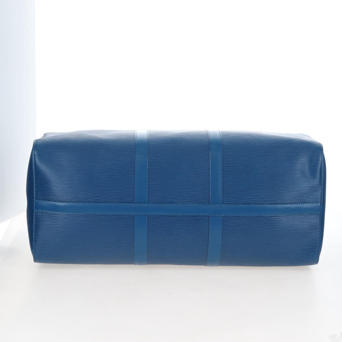 LOUIS VUITTON Epi Keepall 50 Boston Bag Blue M42965 LV Auth am12687V