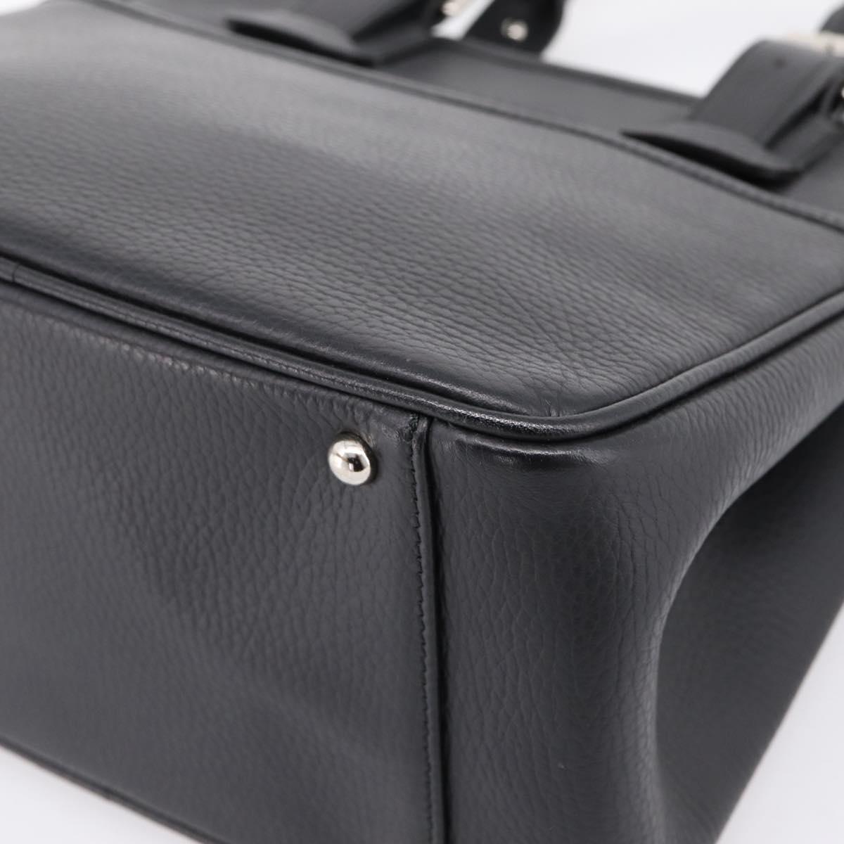 BURBERRY Hand Bag Leather Black Silver Auth am12688V