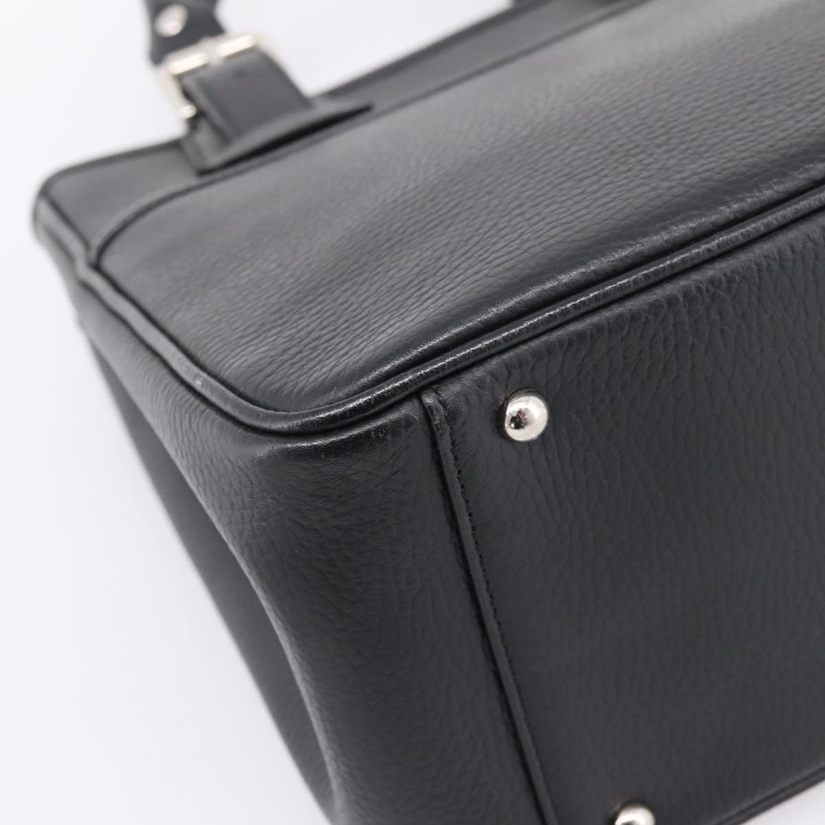 BURBERRY Hand Bag Leather Black Silver Auth am12688V