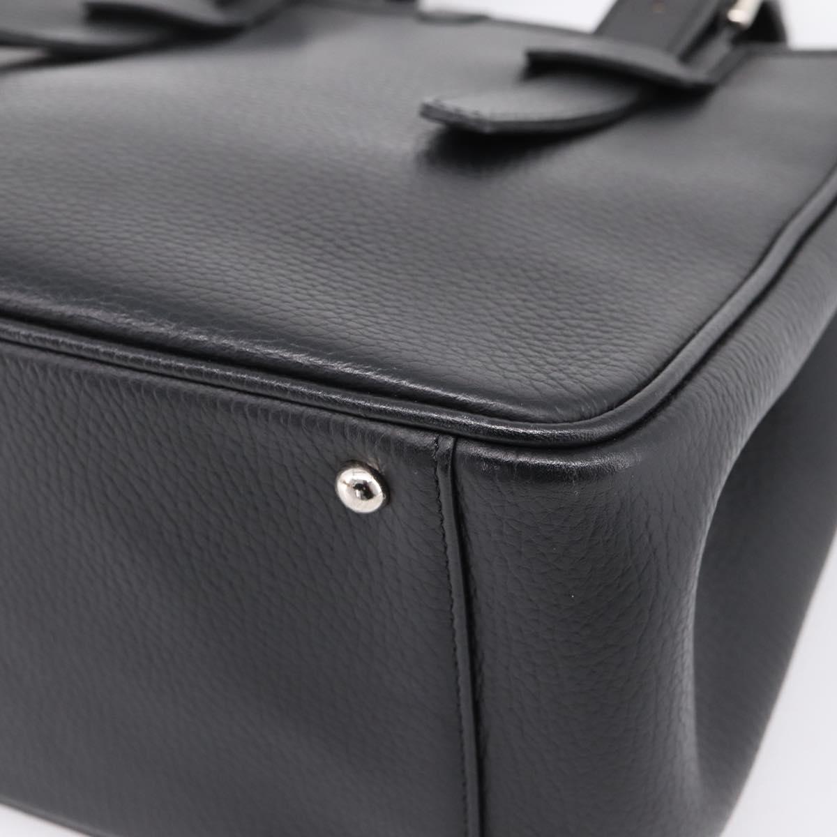 BURBERRY Hand Bag Leather Black Silver Auth am12688V