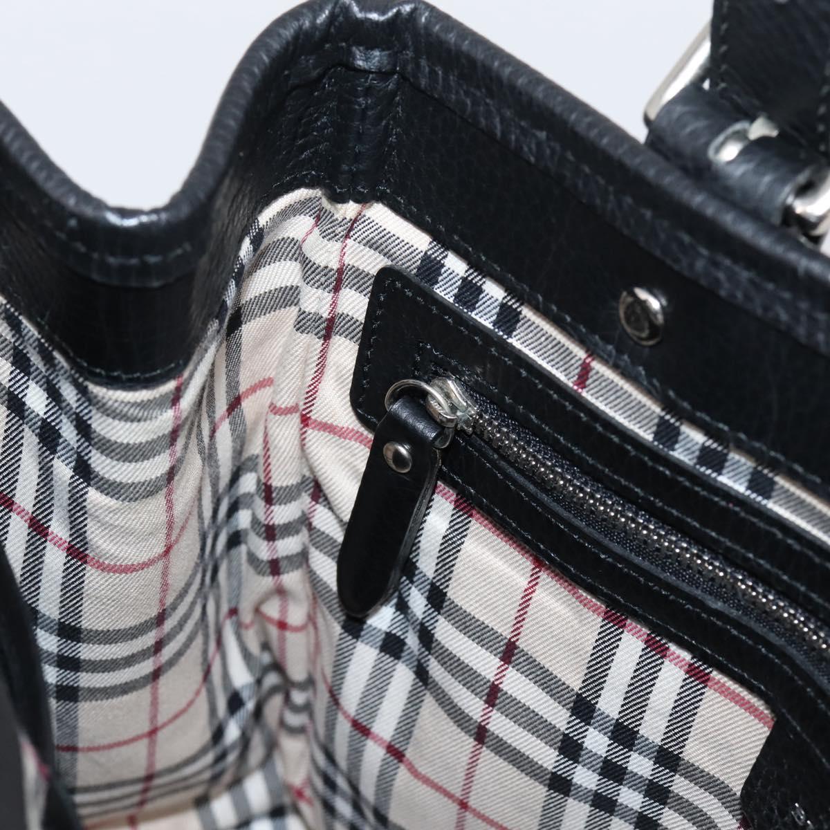BURBERRY Hand Bag Leather Black Silver Auth am12688V