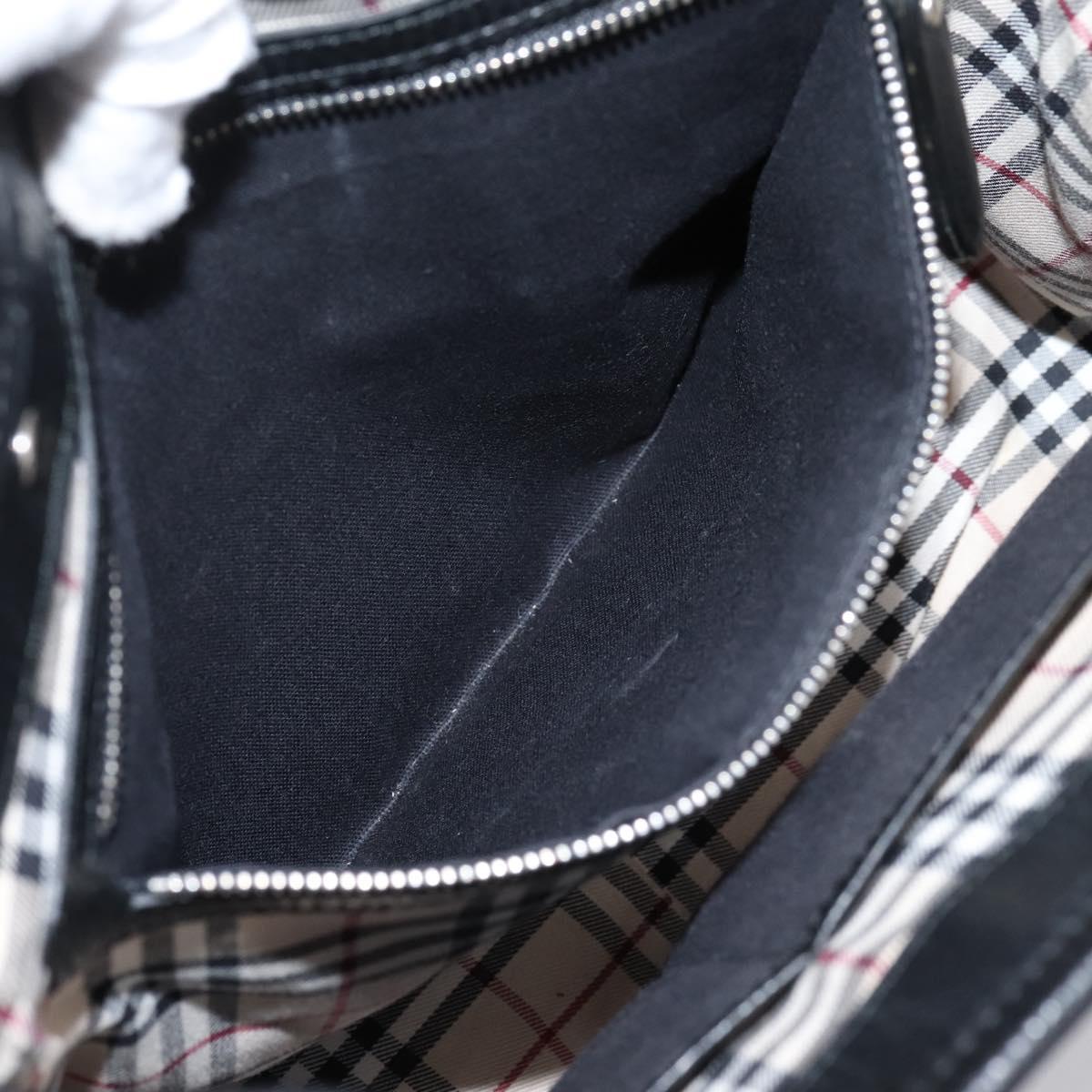 BURBERRY Hand Bag Leather Black Silver Auth am12688V