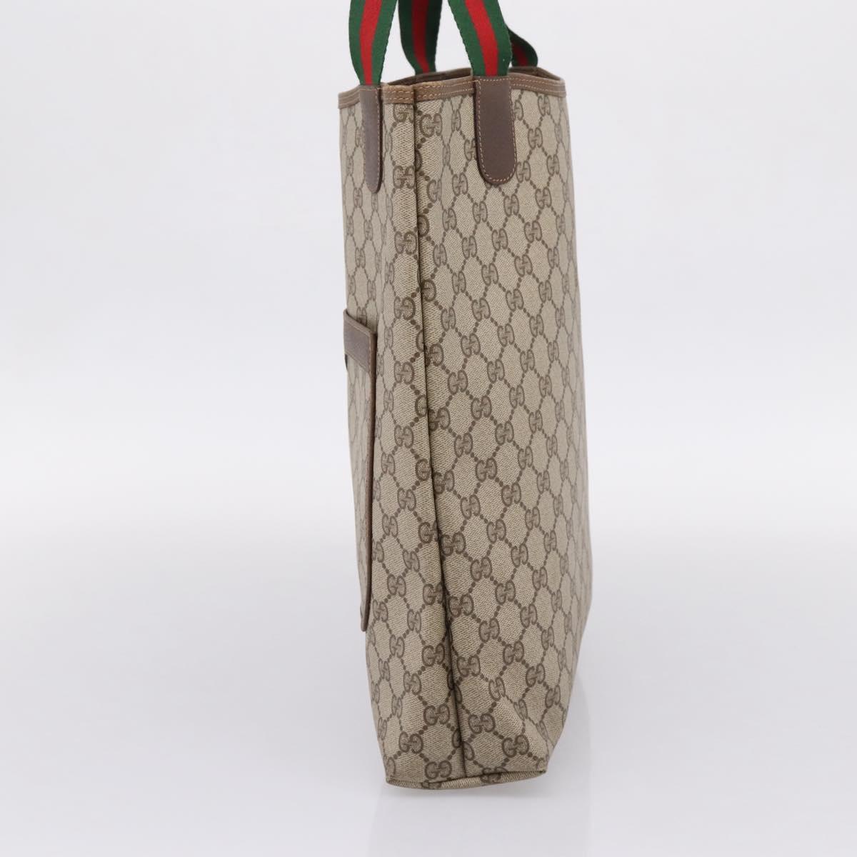 GUCCI GG Supreme Web Sherry Line Tote Bag Beige Gold 39 02 003 Auth am12689A