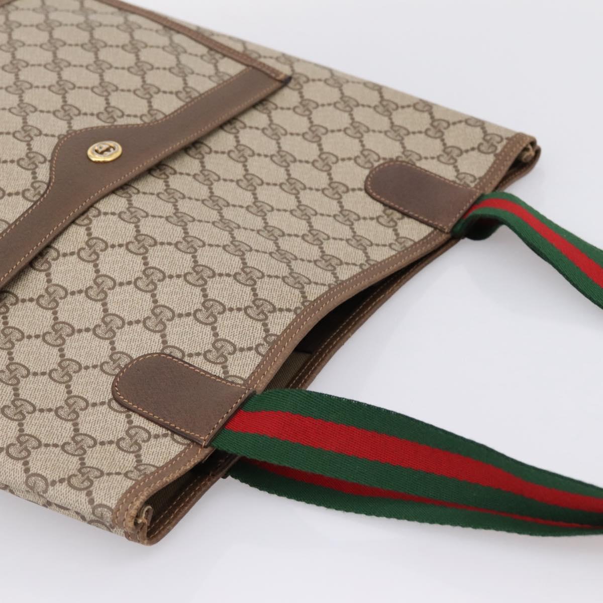 GUCCI GG Supreme Web Sherry Line Tote Bag Beige Gold 39 02 003 Auth am12689A