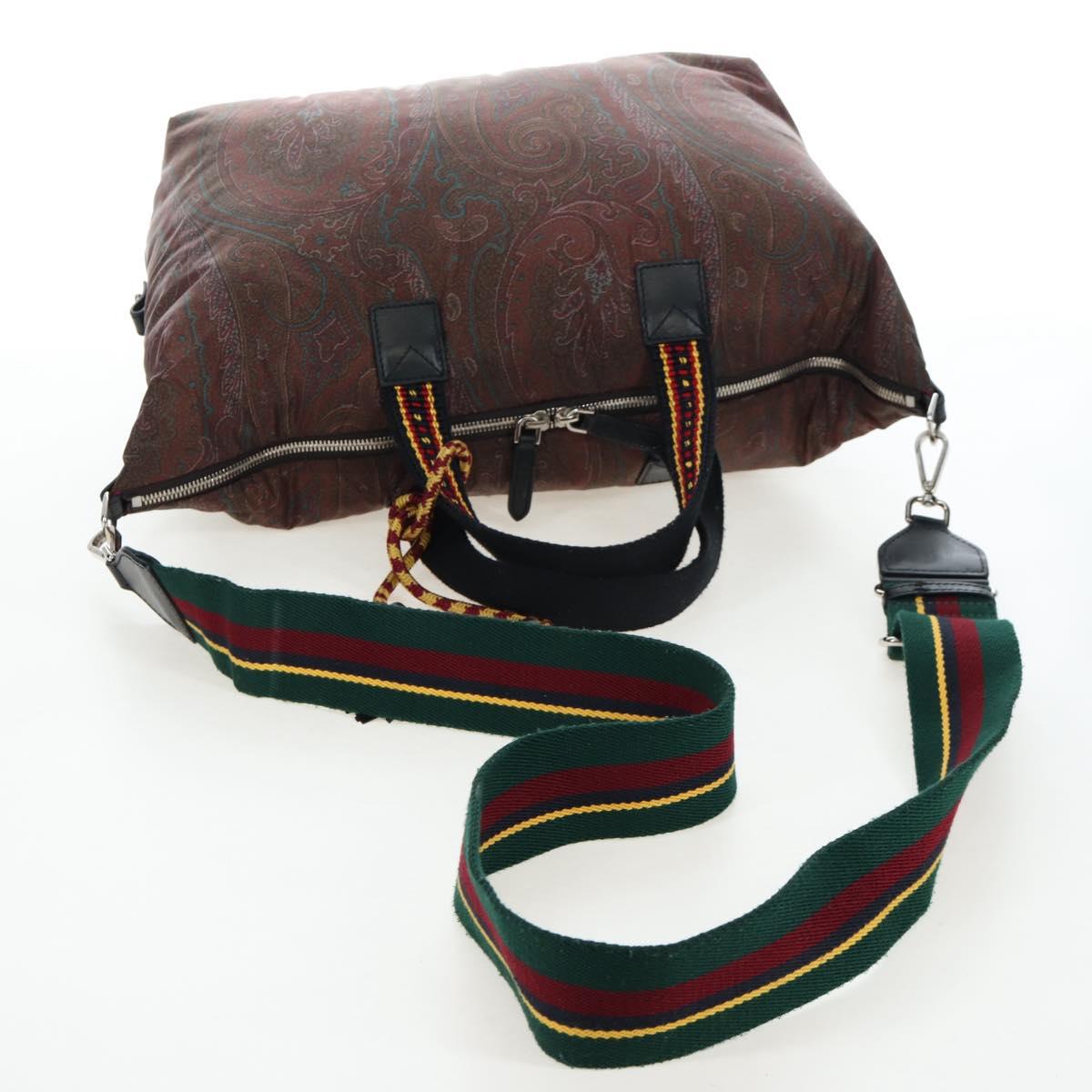 ETRO Paisley Fringe Hand Bag Nylon 2way Bordeaux Silver Auth am12692V