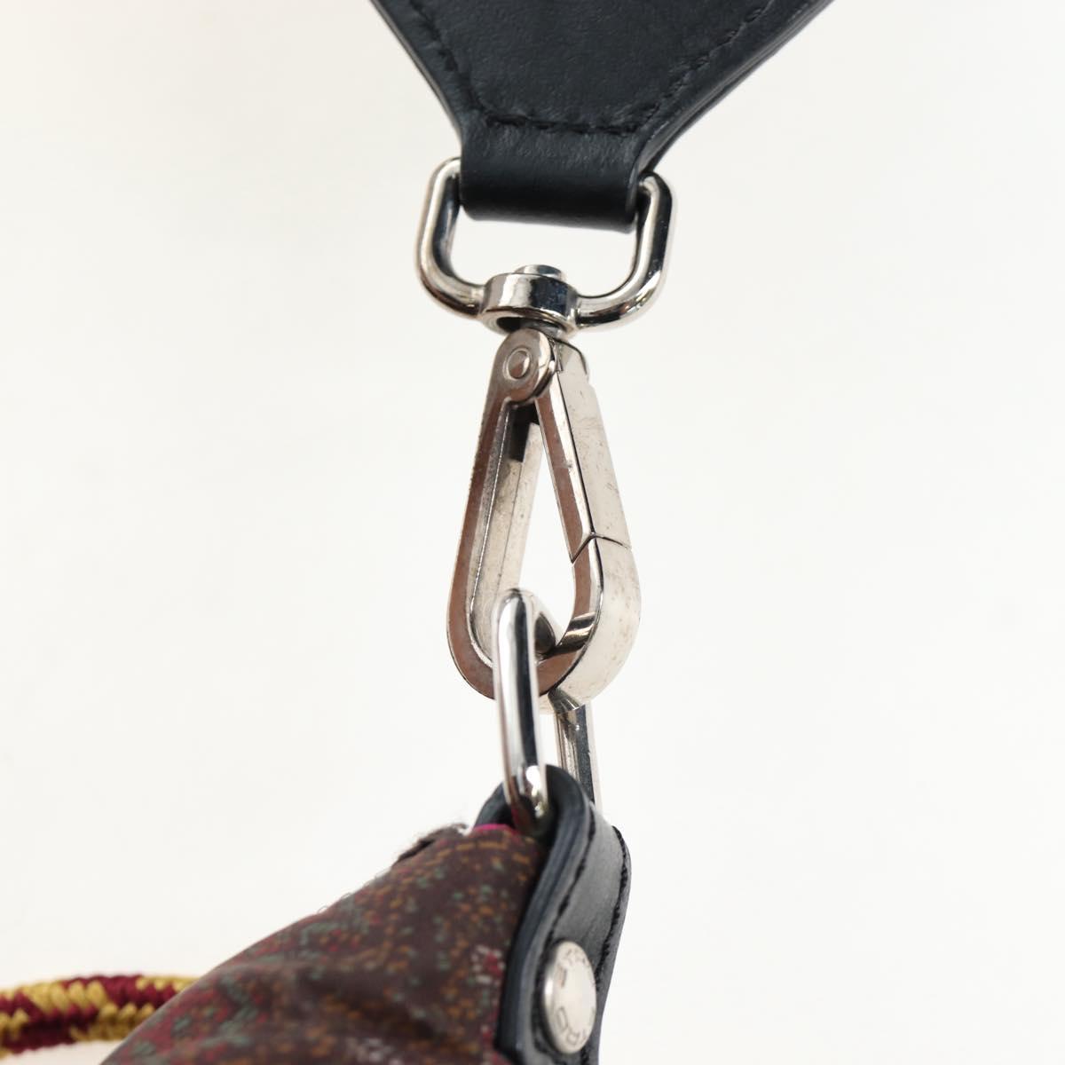 ETRO Paisley Fringe Hand Bag Nylon 2way Bordeaux Silver Auth am12692V