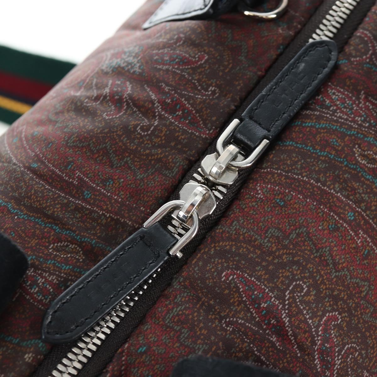 ETRO Paisley Fringe Hand Bag Nylon 2way Bordeaux Silver Auth am12692V