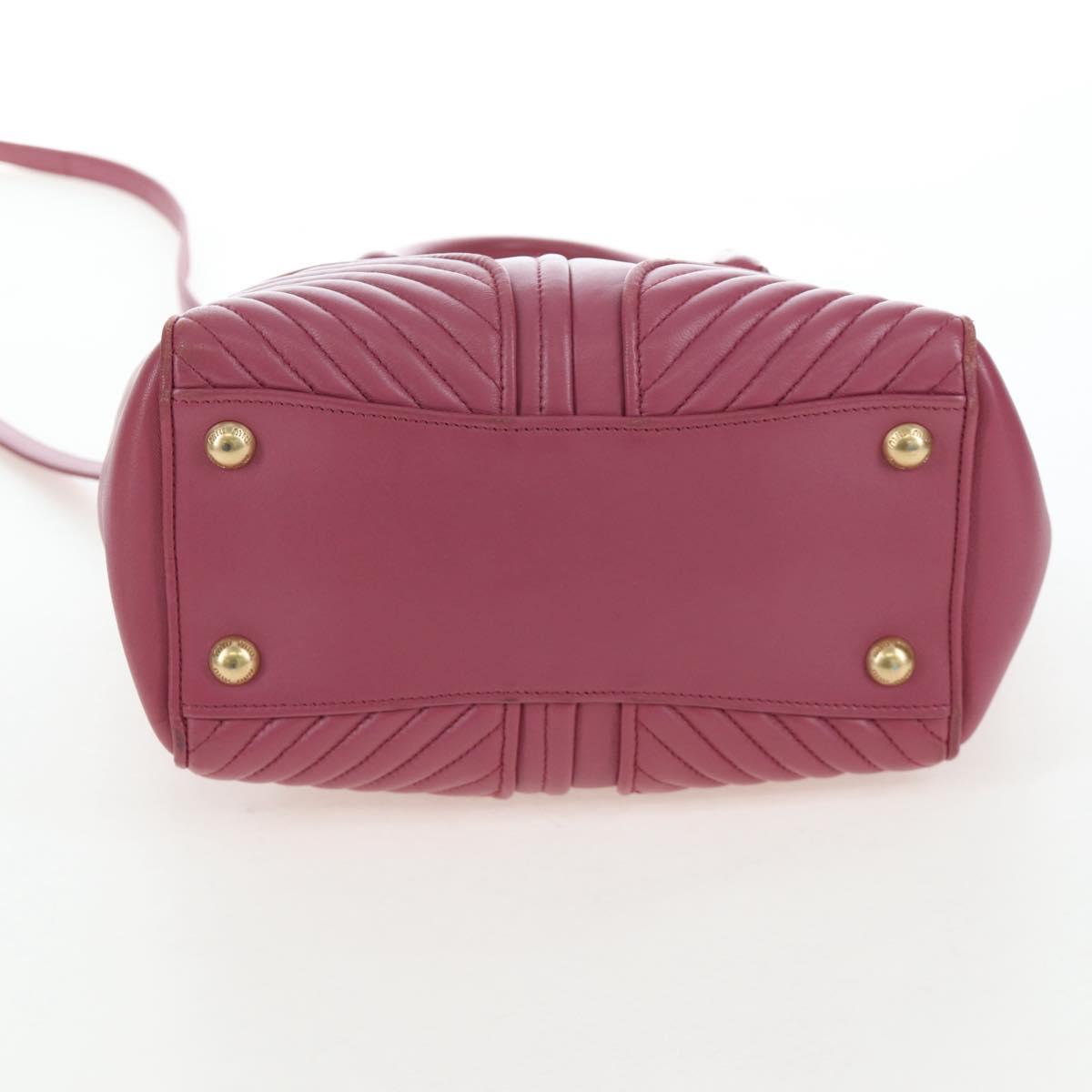 Miu Miu Hand Bag Leather 2way Pink Gold 5BA145 Auth am12700V