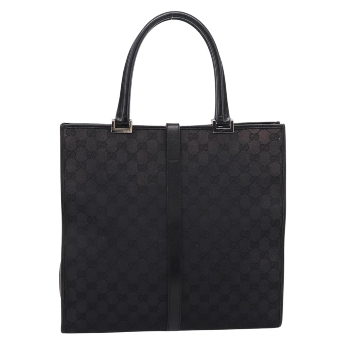 GUCCI GG Canvas Tote Bag Black Silver 002 1064 Auth am12702A