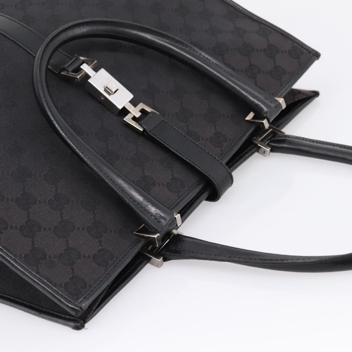 GUCCI GG Canvas Tote Bag Black Silver 002 1064 Auth am12702A
