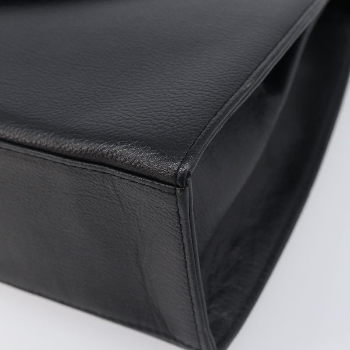 Saint Laurent YSL Hand Bag Leather Black Gold Auth am12705V