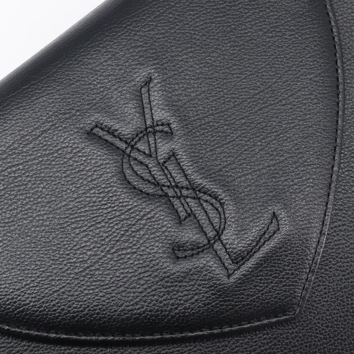 Saint Laurent YSL Hand Bag Leather Black Gold Auth am12705V