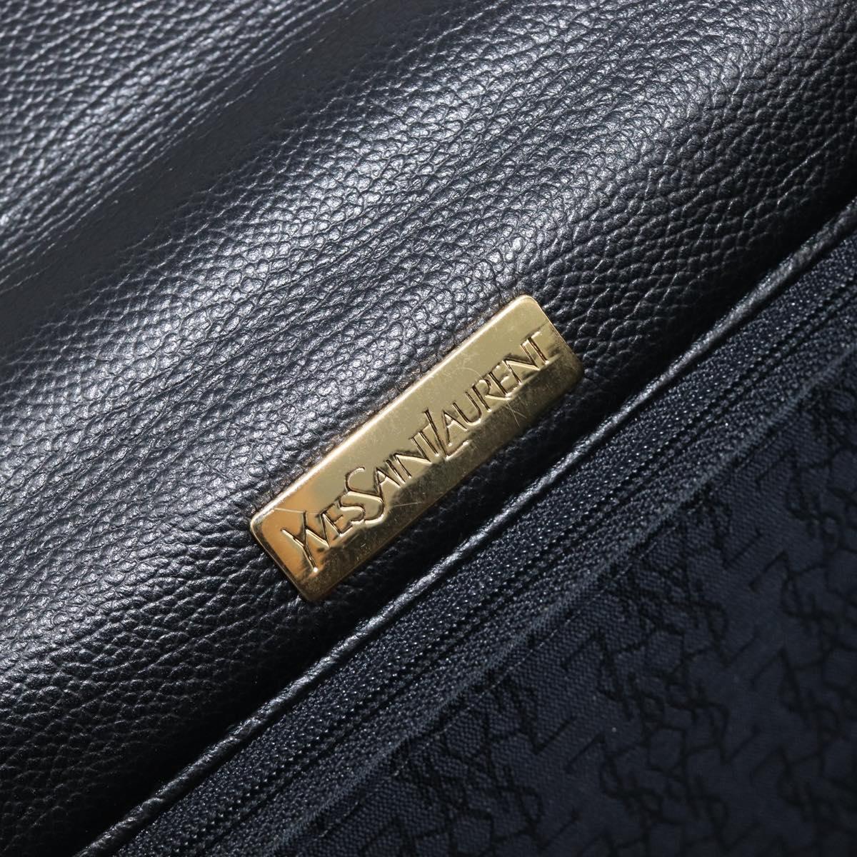 Saint Laurent YSL Hand Bag Leather Black Gold Auth am12705V