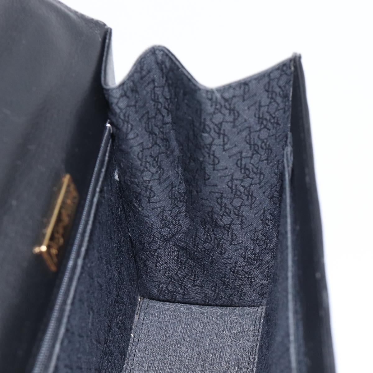 Saint Laurent YSL Hand Bag Leather Black Gold Auth am12705V