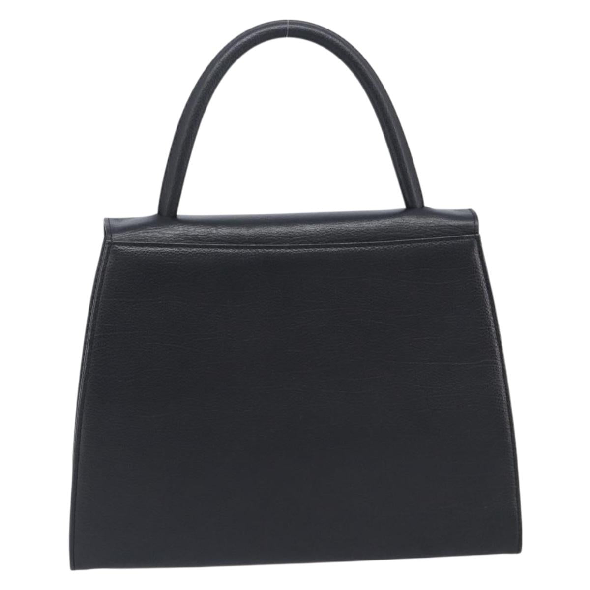 Saint Laurent YSL Hand Bag Leather Black Gold Auth am12705V