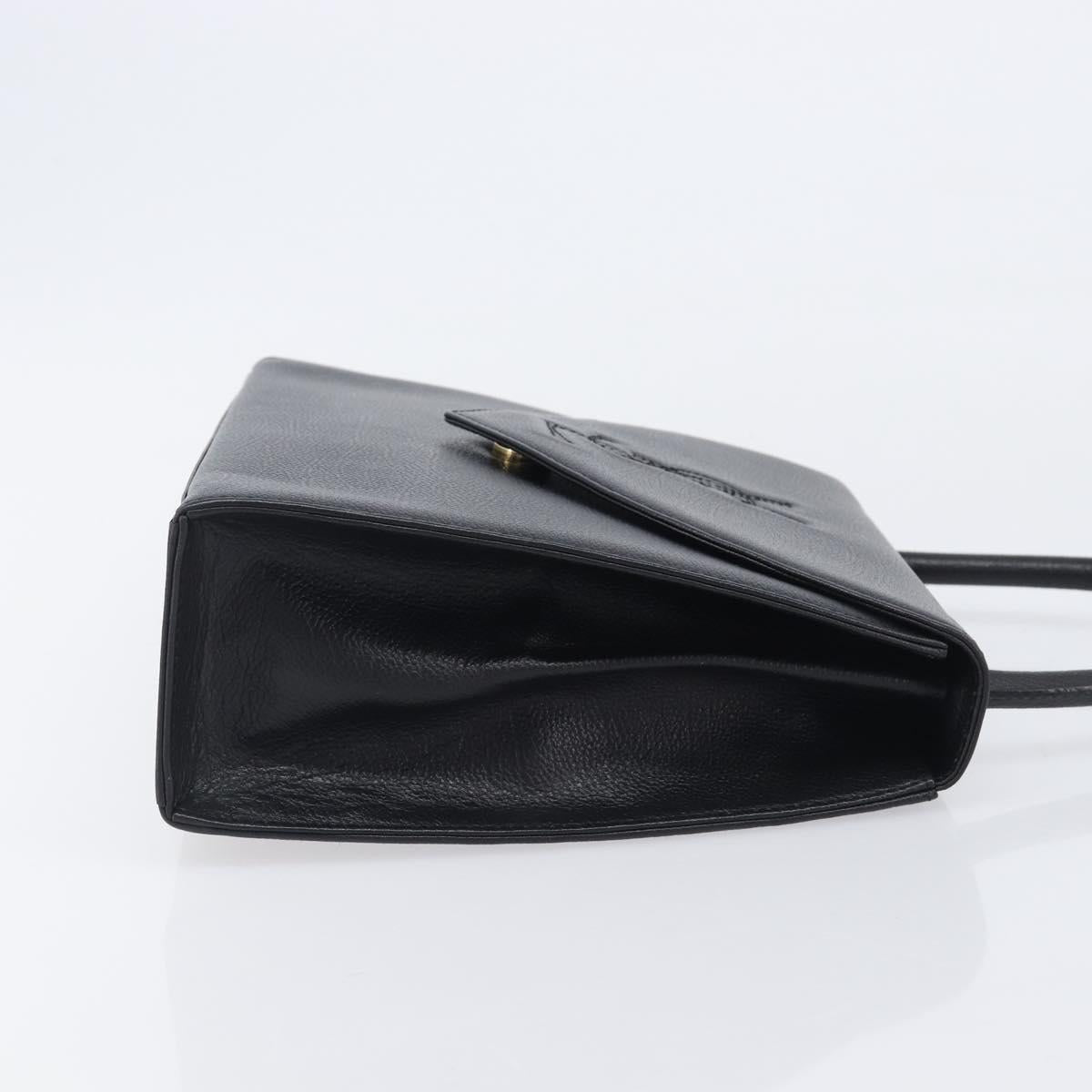 Saint Laurent YSL Hand Bag Leather Black Gold Auth am12705V