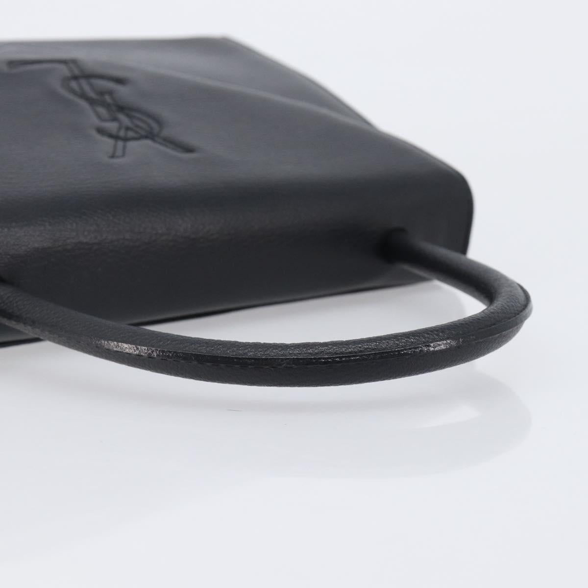 Saint Laurent YSL Hand Bag Leather Black Gold Auth am12705V
