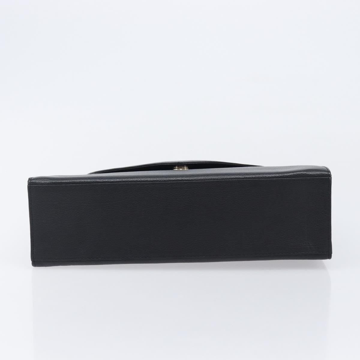 Saint Laurent YSL Hand Bag Leather Black Gold Auth am12705V
