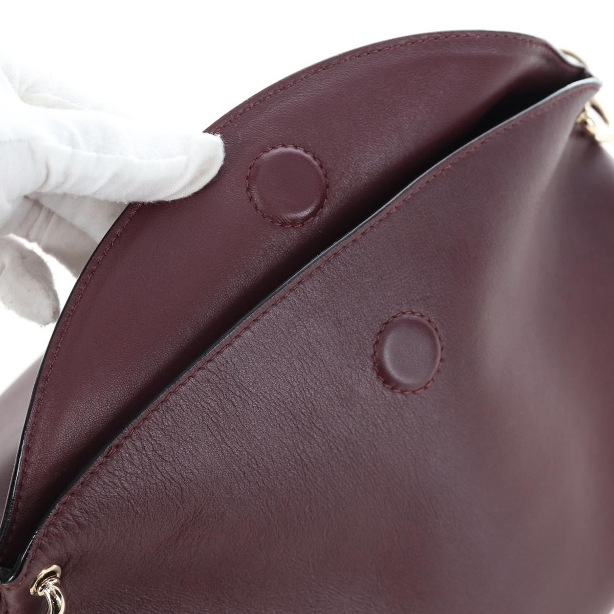 Chloe Juana Shoulder Bag Leather Bordeaux Gold Auth am12713M