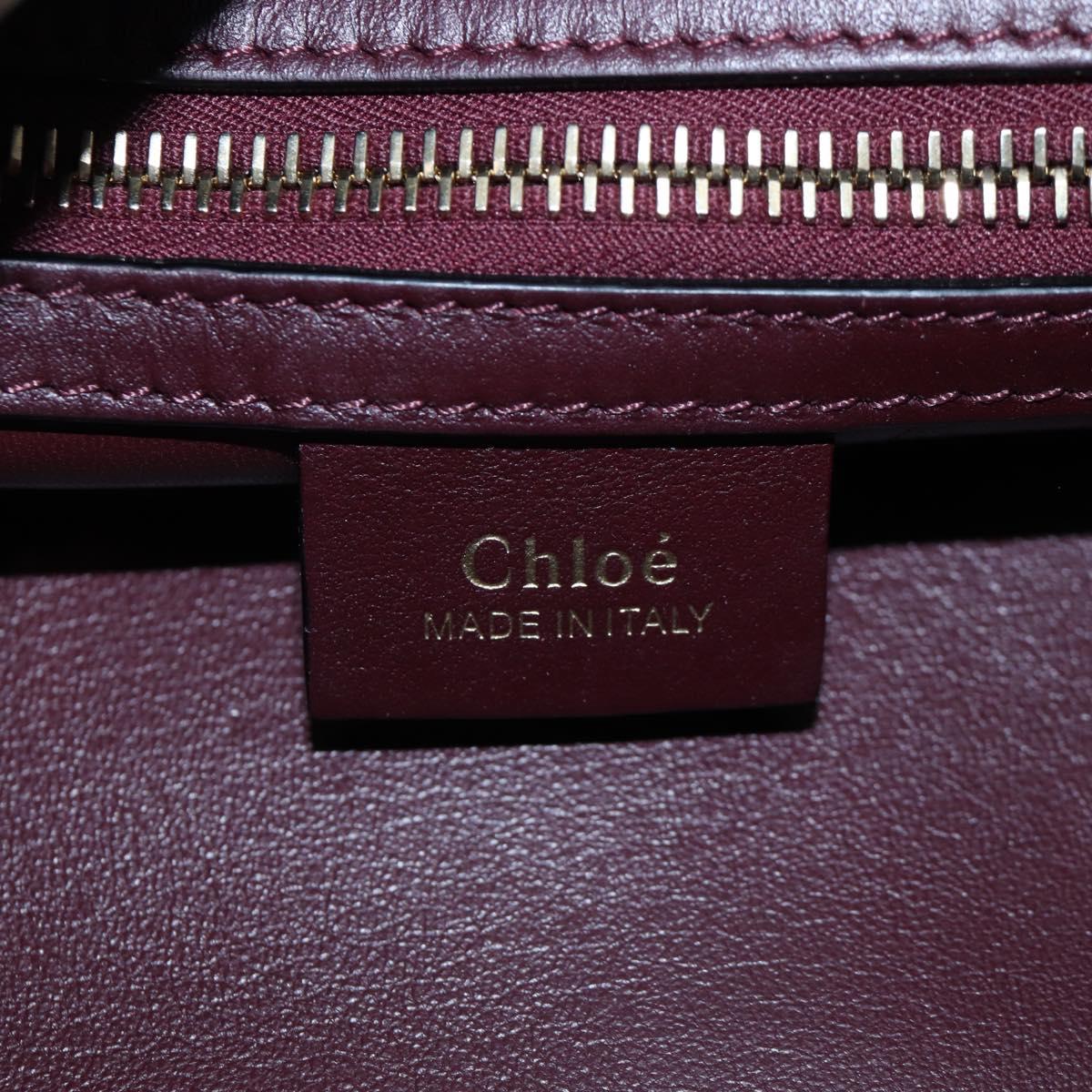 Chloe Juana Shoulder Bag Leather Bordeaux Gold Auth am12713M