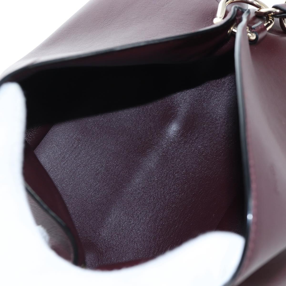 Chloe Juana Shoulder Bag Leather Bordeaux Gold Auth am12713M
