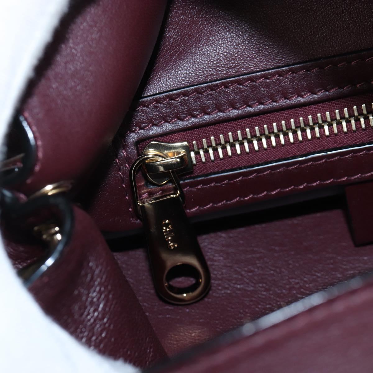 Chloe Juana Shoulder Bag Leather Bordeaux Gold Auth am12713M