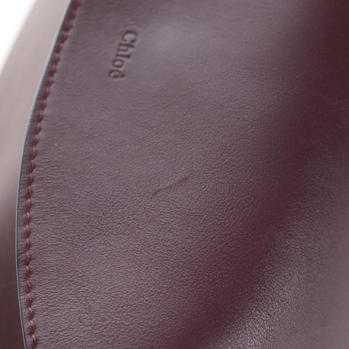 Chloe Juana Shoulder Bag Leather Bordeaux Gold Auth am12713M